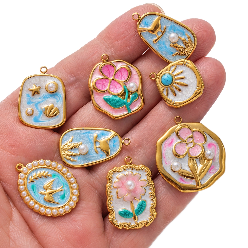2pcs Gold Stainless Steel Enam – Embellishment Crafts recenzja i cena