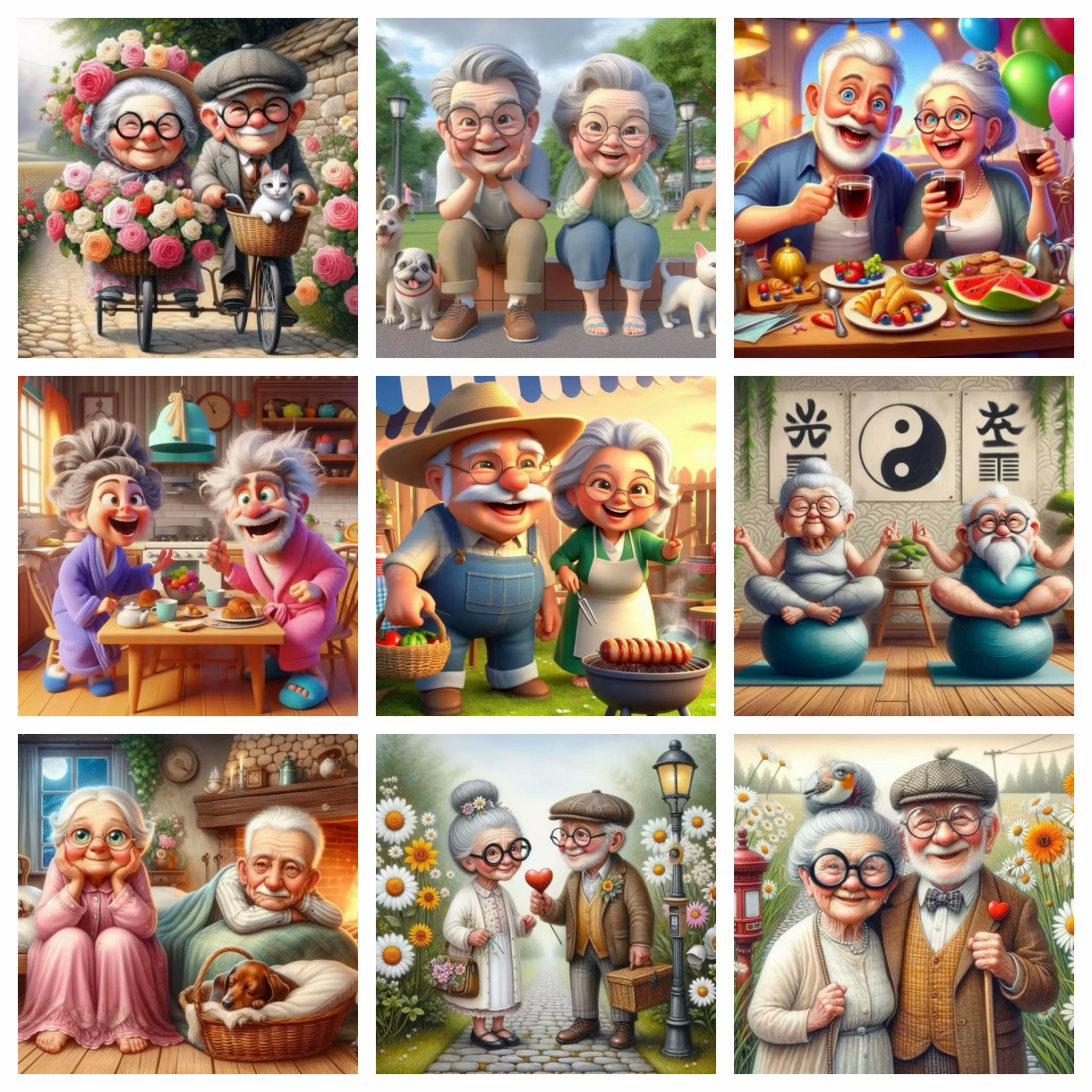 Cartoon Happy Old Couple 5D Fu – Embroidery Embellishments recenzja i cena
