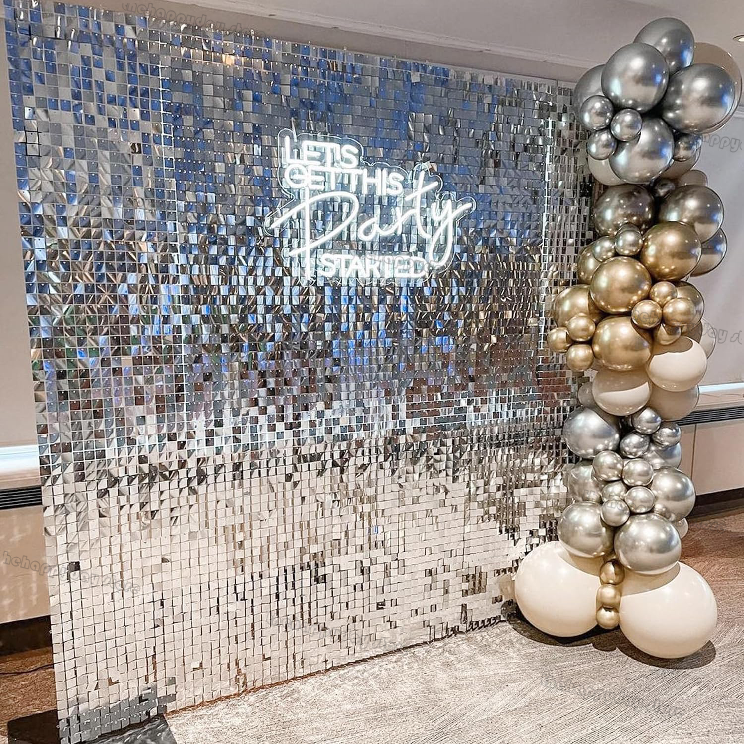 12Pcs Silver Shimmer Wall Back – Sequin Fabric Panel recenzja i cena