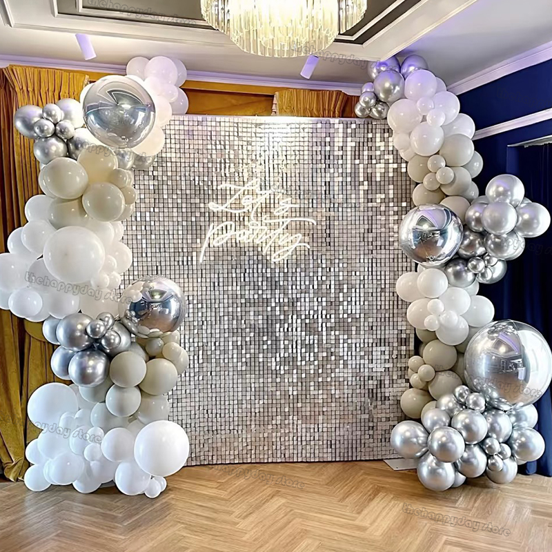 12Pcs Silver Shimmer Wall Back – Sequin Fabric Panel recenzja i cena