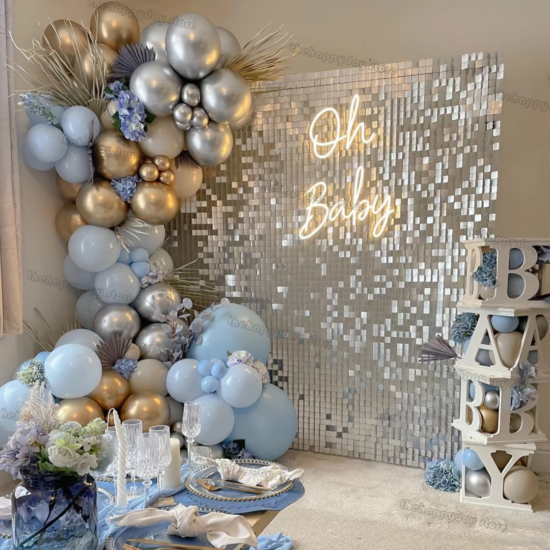 12Pcs Silver Shimmer Wall Back – Sequin Fabric Panel recenzja i cena