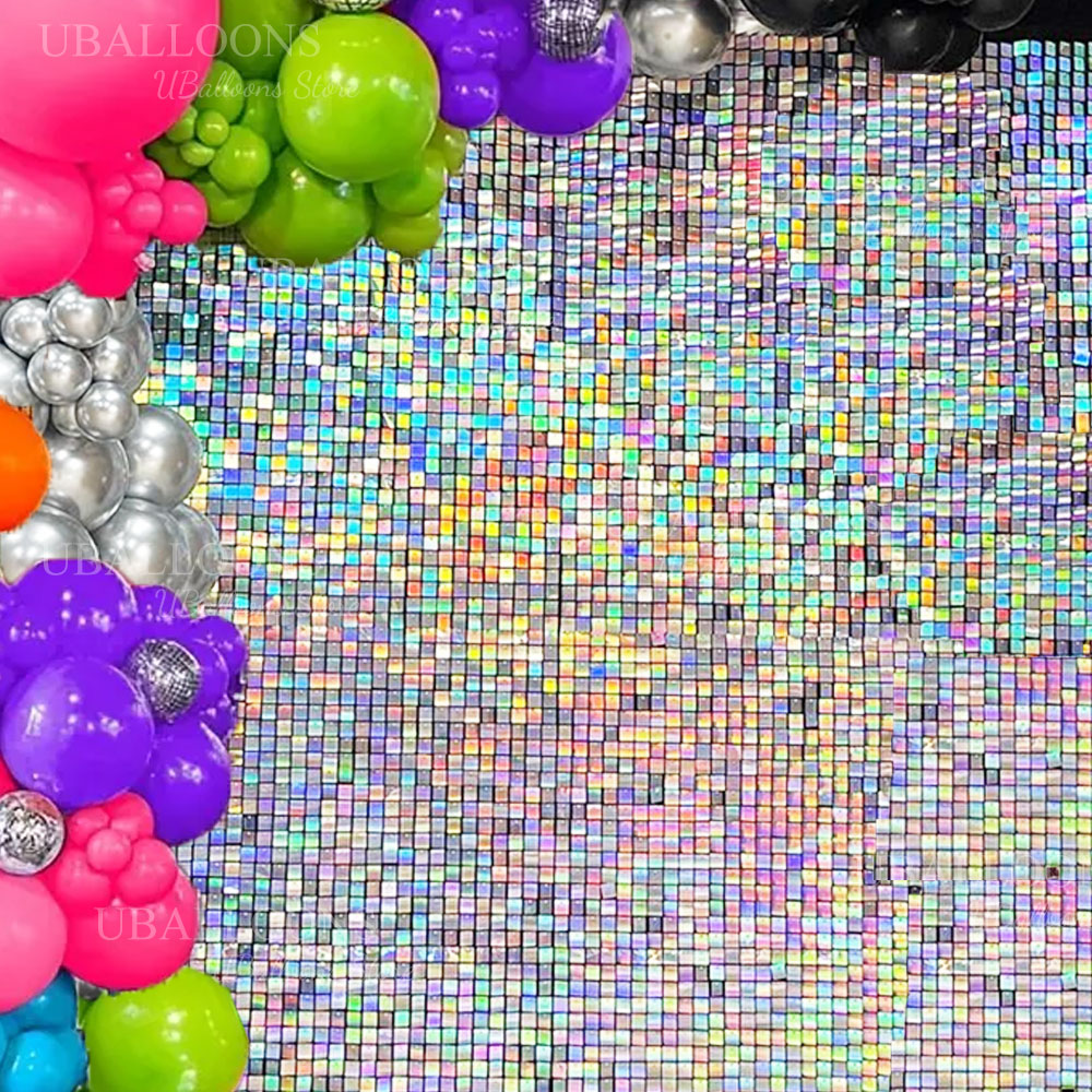 Iridescent Silver Shimmer Wall – Sequin Fabric Panel recenzja i cena