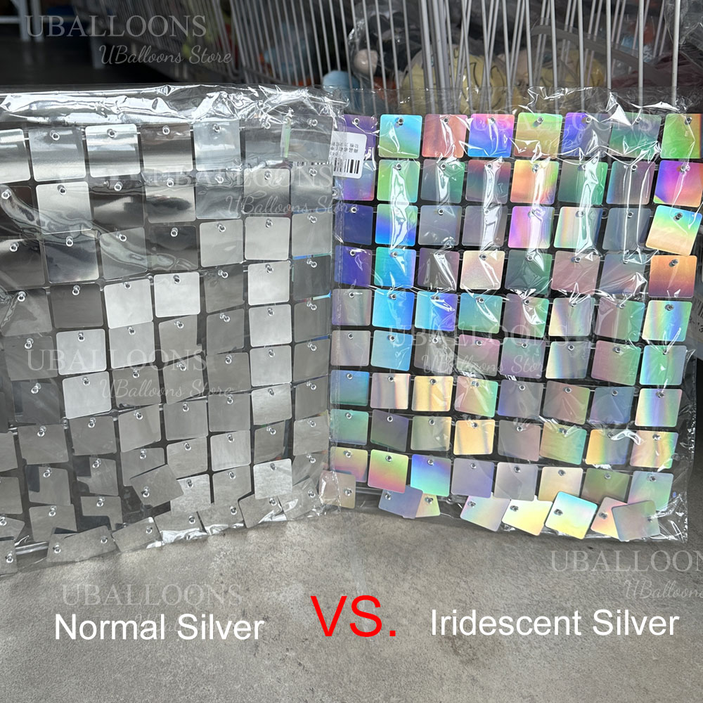 Iridescent Silver Shimmer Wall – Sequin Fabric Panel recenzja i cena