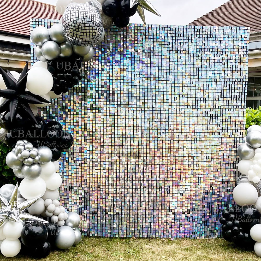 Iridescent Silver Shimmer Wall – Sequin Fabric Panel recenzja i cena