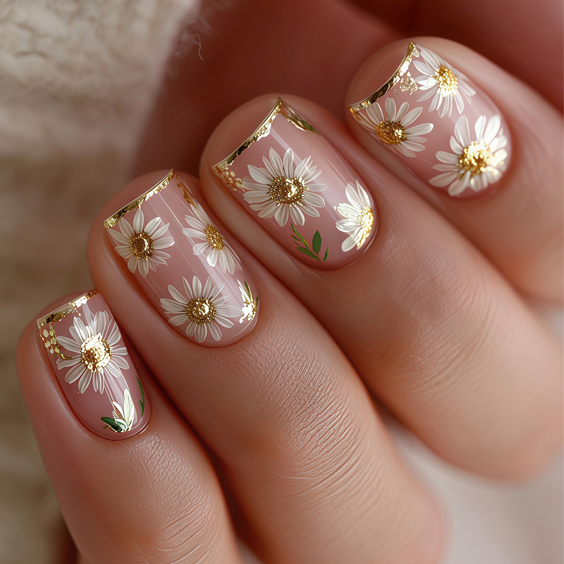Short Square fake nails golden – Embroidery Embellishments recenzja i cena