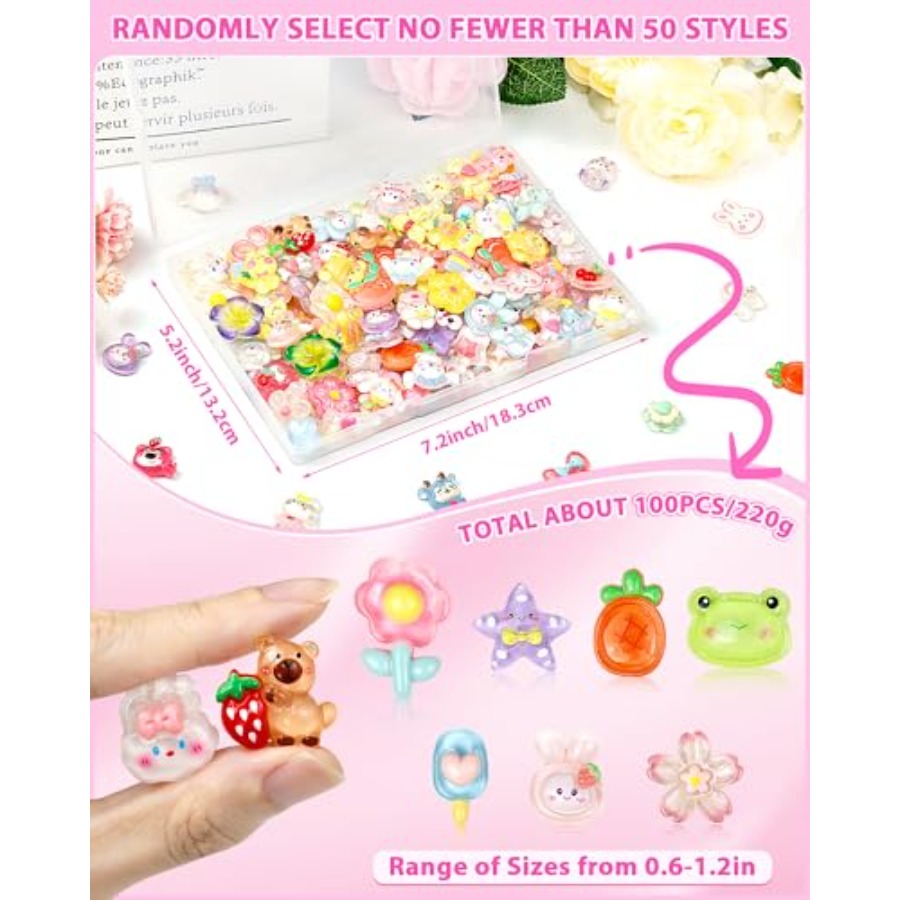 100PCS Cute Slime Charms Bulk  – Easter Craft Embellishment Set recenzja i cena